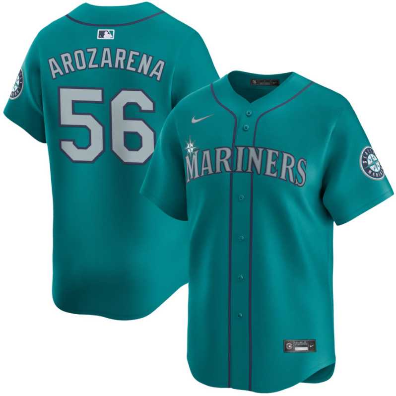Men%27s Seattle Mariners #56 Randy Arozarena Aqua Alternate Limited Stitched jersey Dzhi->mlb womens jerseys->MLB Jersey